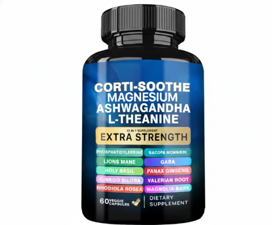 Corti-Soothe Cortisol Supplement with Magnesium, Ashwagandha, L-Theanine - Manage Stress, Maintain Calm & Support Adrenal Health