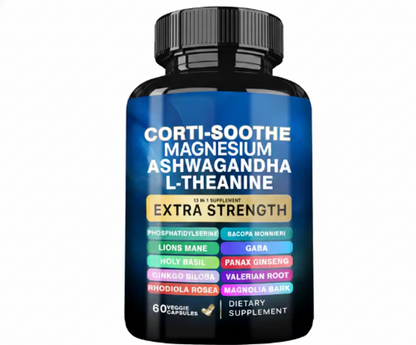 Corti-Soothe Cortisol Supplement with Magnesium, Ashwagandha, L-Theanine - Manage Stress, Maintain Calm & Support Adrenal Health