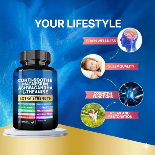 Corti-Soothe Cortisol Supplement with Magnesium, Ashwagandha, L-Theanine - Manage Stress, Maintain Calm & Support Adrenal Health